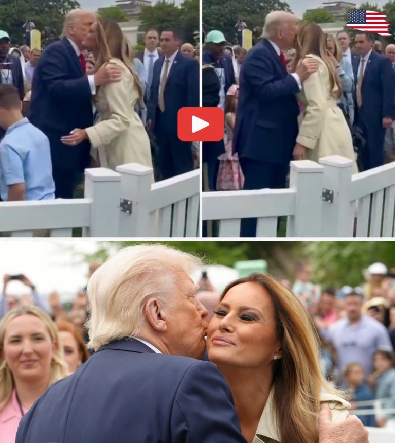 A true gentleman! — Trump Kisses Melania, Points Proudly as Crowd Cheers at Easter Egg Roll